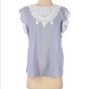 Ann Taylor LOFT small blue striped romantic top
